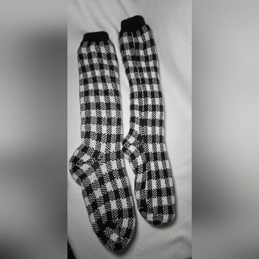 Buffalo Plaid long sherpa lined socks
